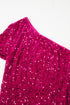 Sequin One Shoulder Thigh High Slit Bodycon Gown